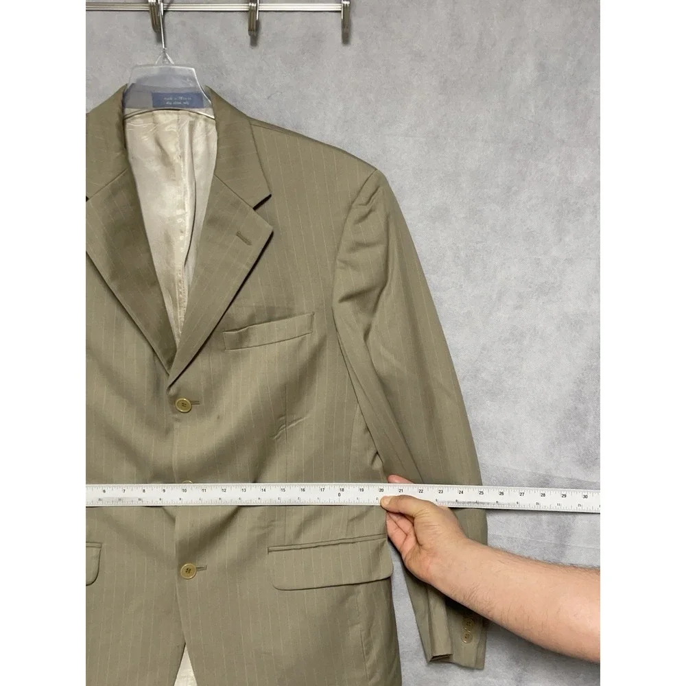 Fumagalli's  Suit Men 40R Taupe Beige Stripes 3B Silk Wool Super 130 W36X30 Luxe